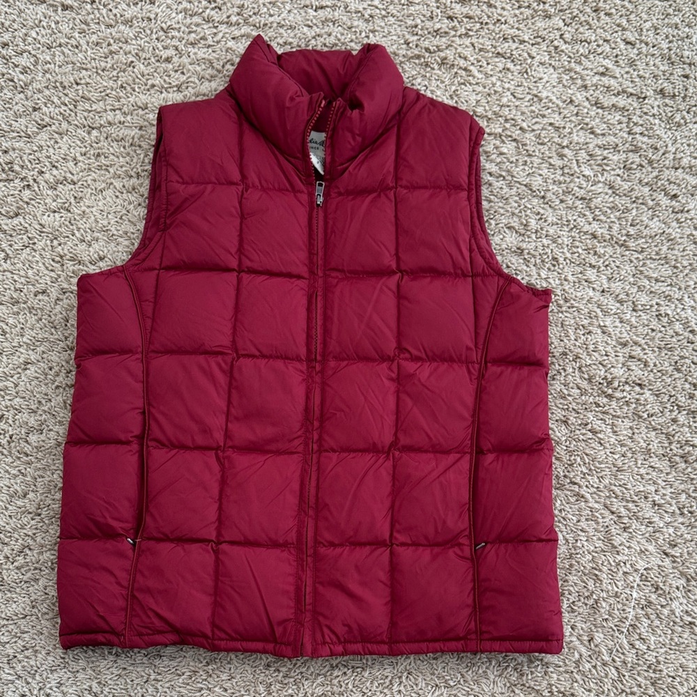 Eddie Bauer Womens Quilted Goose Down Puffer Vest, Brick Red, sz Small